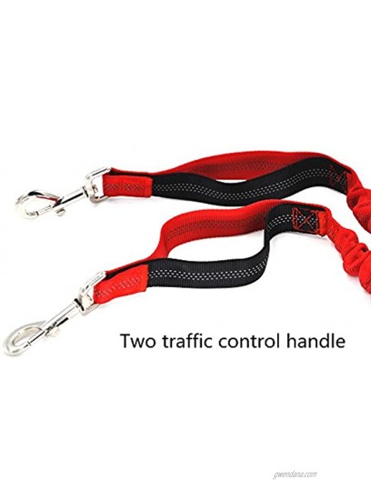 SLZZ Premium No Tangle Dual Dog Leash Lead Comfortable Soft Grip Foam Handle and Two Traffic Control Handle Safety Reflective Shock Absorbing Bungee for Small Medium Large Dogs