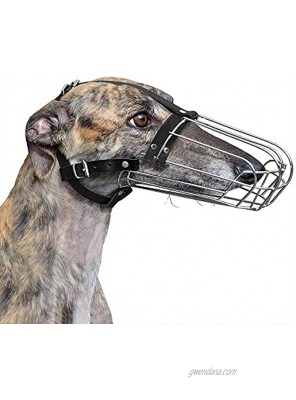 BRONZEDOG Greyhound Muzzle for Adult Dogs Metal Wire Basket Adjustable Leather Straps
