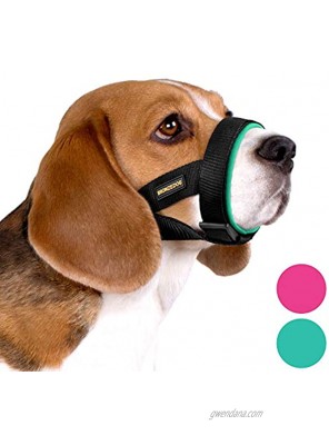 BRONZEDOG Soft Padded Dog Muzzle Adjustable Neoprene Comfort Bitting Chewing Pet Muzzles for Small Medium Large Dogs Puppy