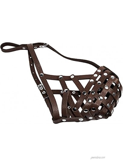 CollarDirect Basket Dog Muzzle for Boxer English Bulldog American Bulldog Secure Leather Muzzle
