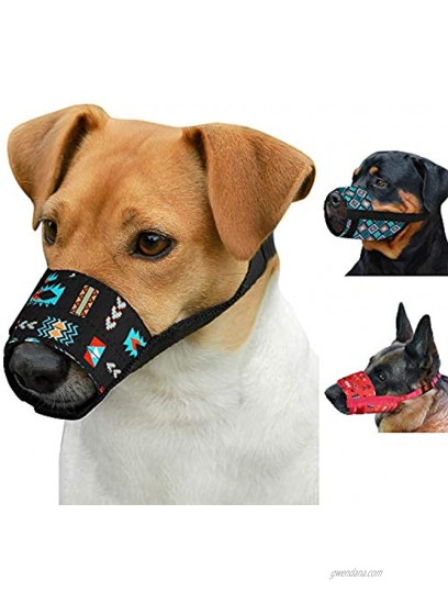CollarDirect Dog Muzzle for Small Medium Large Dogs Soft Breathable Nylon Safety Pattern Mouth Cover Anti Biting Barking Print Pet Muzzles