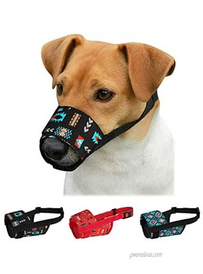 CollarDirect Dog Muzzle for Small Medium Large Dogs Soft Breathable Nylon Safety Pattern Mouth Cover Anti Biting Barking Print Pet Muzzles