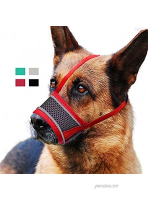 Dog Muzzle Soft Dog Muzzle with Reflective Strips for Small Medium Large Dogs Air Mesh Breathable Drinkable and Adjustable Loop Pet Muzzles to Prevent Biting Barking Chewing for Aggressive Dogs