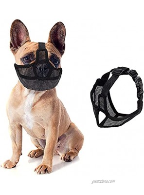 Fuzilin Short Snout Dog Muzzle,Adjustable Bulldog Mask Breathable Mesh Dogs Muzzles,Anti Biting Barking and Licking Chewing,Training Dog Mask for Bull Dogs,Pugs,Shar-Pei,Chihuahua Dogs