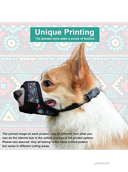 LUCKYPAW Dog Muzzle for Small Medium Large Dog to Prevent Biting Barking Chewing Printed Nylon Dog Mouth Cover with Adjustable Velcro and Comfort Fit