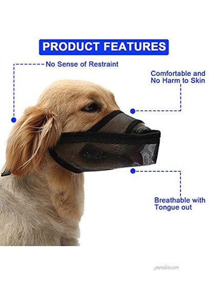 LUCKYPAW Dog Muzzle for Small Medium Large Dogs Dachshund Shepherd Labrador Air Mesh Muzzle for Biting Chewing and Grooming