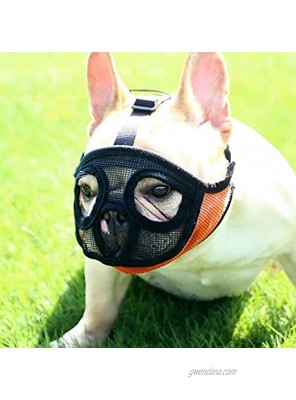 Short Snout Dog Muzzles Full Breathable Mesh Mask Adjustable for Biting Chewing Barking Training Bulldog Muzzle