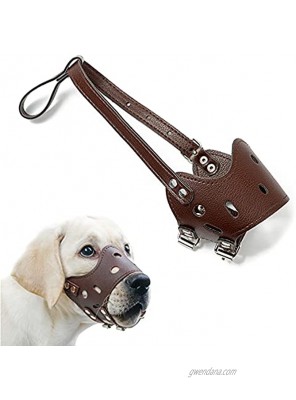 soysen Dog Muzzle Leather Anti Biting Barking and Chewing Breathable and Adjustable Allows Drinking and Eating Used with Collars Suitable for Small Medium and Large Dogs