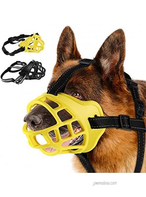 Weewooday 2 Pieces Dog Muzzle Breathable Silicone Basket Muzzle Dog Mouth Cover with Adjustable Straps for Day and Night Anti-Biting Barking and Chewing