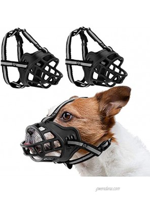 Weewooday 2 Pieces Dog Muzzle Soft Dog Mouth Cover Breathable Basket Muzzle Allows Panting Eating and Drinking Preventing Biting Barking and Chewing for Small Dog