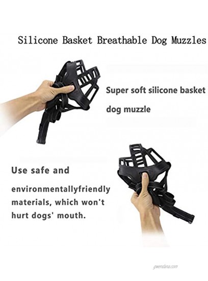YAODHAOD Dog Muzzle Soft Silicone Basket Dog Muzzles Prevent Barking Biting and Chewing Allow Drinking and Panting Adjustable Straps with Reflective Neck Straps