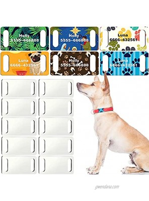 16 Pieces Slide-On Pet ID Tags Sublimation Blank Dog Tag DIY Double Sided Dog Tags MDF Heat Transfer Pet Tag Pendent Blank Craft Pet ID Tag for Personalized Dogs Cats Pets Button or Snap Style Collars