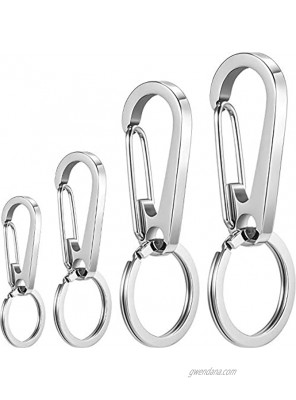 4 Pieces Dog Tag Clips with 4 Pieces Keychains Stainless Steel Pet Tag Quick Clip Spring-Load Hook Combo for Pet ID Tags Holders for Dog Cat Collars and Harnesses