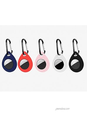 5 Pack Air tag Keychain Compatible with Airtag Silicon Protective Case,Secure Air Tags Airtags Holder for Dog Cat Pet Collar Luggage Blue Red Pink Black White