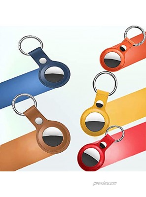 5Pcs Air-Tag PU Leather Cases Air-Tag Case Leather with Keychain for AirTag Keychain Holder Tracker Finder Dog Cat Pet Collar Compatible with Air-Tags 2021