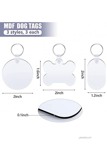 9 Pieces Sublimation Blank Dog Tag Blank Craft Key Chain Pet Tag Custom Double Sided Dog Tags for Personalized Dogs Cats Pets