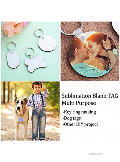9 Pieces Sublimation Blank Dog Tag Blank Craft Key Chain Pet Tag Custom Double Sided Dog Tags for Personalized Dogs Cats Pets