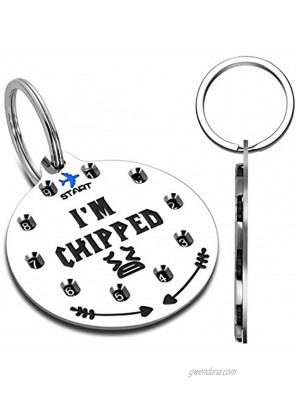 Dog Tag Personalized Pet ID Tag Cat DIY Funny Tag Christmas Gifts for Puppy Kitty I’m Chipped Collars Reusable Adjustable ID Tags
