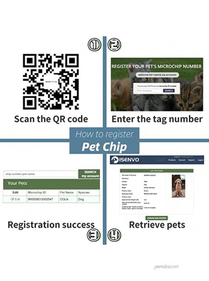 ISENVO Pet ID Tag with Microchip Inside Light Dog and Cat ID Tag Waterproof and Durable Pet ID Tag