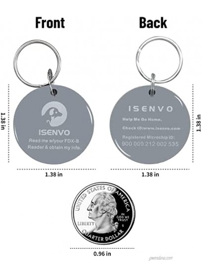 ISENVO Pet ID Tag with Microchip Inside Light Dog and Cat ID Tag Waterproof and Durable Pet ID Tag