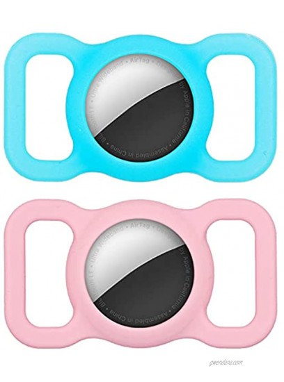 Luckygo Air Tag Case Compatible with Apple Airtag Case 2 Pack Airtag Dog Collar Holder Pet Air Tag Cover Anti-Lost Air Tags Case Cover Pink & Blue Night Glow