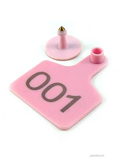 Pink Plastic Livestock Cattle Ear Tags with Series Numbers Cow Farm Animal Tags for Cattle Pig Sheep Pack of 100pcs