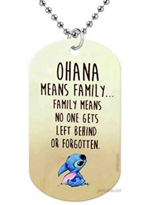 SPOT-IT Crafts Ohana Means Family Dog Tag Necklace Includes 27 Silver Color Ball Chain
