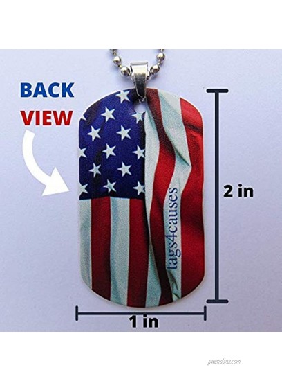 tags4causes American Flag Necklace & Key Chain | Two-Sided Print | Stainless Steel | Small Tags. Big Changes.