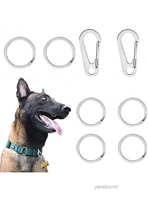 Wallwow Dog Tag Clips 304 Stainless Steel Pet ID Tag Holder for Dog Cat Collars and Harnesses8pcs