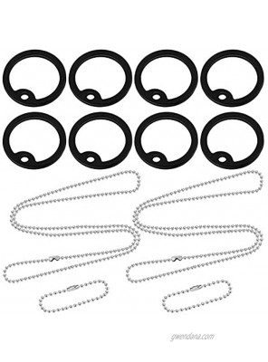 Weewooday 8 Pieces Military Dog Tag Silencers Set Silicone Silencer Black with 4 Stainless Steel Ball Chain 4.7 inch & 27.5 inch to Reduce Noise and Protect Tag