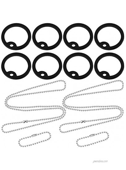 Weewooday 8 Pieces Military Dog Tag Silencers Set Silicone Silencer Black with 4 Stainless Steel Ball Chain 4.7 inch & 27.5 inch to Reduce Noise and Protect Tag