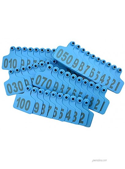 WMYCONGCONG 1-100 Number Plastic Livestock Blue Cow Cattle Ear Tag Animal Tag and 1 PCS Ear Tag Applicator