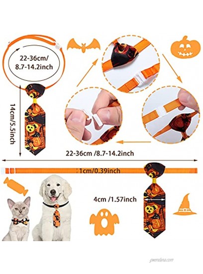 32 Pieces Dog Bow Ties Halloween Adjustable Cat Bow Ties Neckties Pumpkin Ghost Pet Bowtie Collar Accessories for Halloween Fall Thanksgiving Decoration