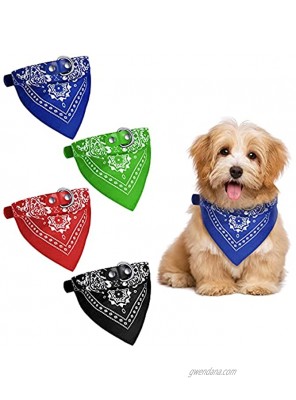 4 Pieces Adjustable Dog Bandana Collar Pet Triangle Scarf Collar Dog Triangle Bibs Pet Kerchief Accessories for Small and Medium Dogs Puppies