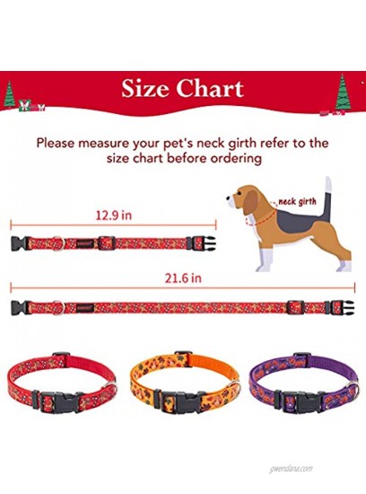BINGPET Festival Dog Collar 3 Pack for Halloween Thanksgiving and Christmas Adjustable Soft Pet Collars with Festival Element Patterns for Small Medium Large Dogs