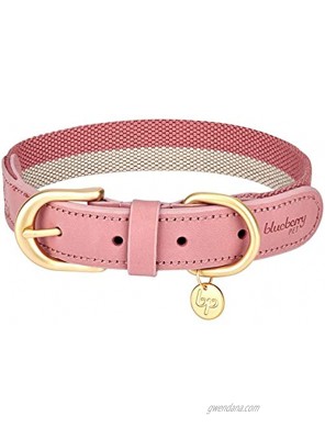 Blueberry Pet 10+ Patterns Genuine Leather Dog Collars 'All-Leather' Leather & Polyester Combo 2 Options Available