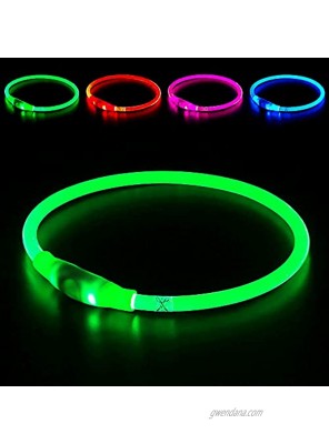 BSEEN LED Dog Collar USB Rechargeable Glowing Pet Dog Collar for Night Safety Fashion Light up Collar for Small Medium Large dogs