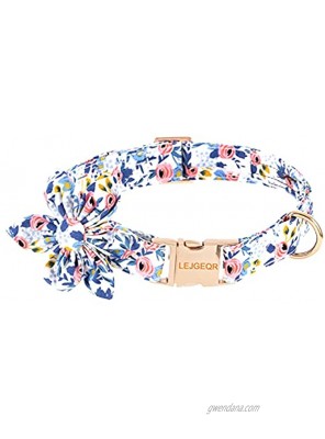 Dog Collar with Flower for Girl Dog,Puppy Dog Collar Cute Girl Dog Collars with Safety Metal Buckle Adjustable Floral Pattern Dog Collar for Puppy Small Medium Large Dogs Blue Flower M