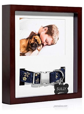 King Pup Pet Memorial Frame with Collar Display. 4 by 6 Photo Fits Small Medium Large Wide Collars