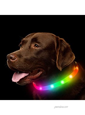 NOVKIN LED Dog Collar  Rechargeable RGB Color Changing Light Up Dog Collars Waterproof Dog Lights Make Pet Visible and Safety for Night Walking，Outdoor Camping for Small Medium Large Dogs