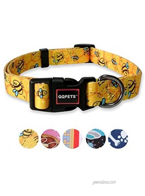 QQPETS Dog Collar Personalized Soft Comfortable Adjustable Collars for Small Medium Large Dogs Outdoor Training Walking Running S Yellow Bee
