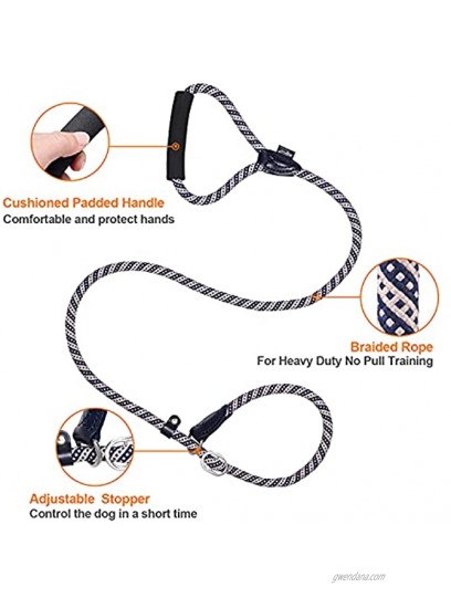 5 Feet Slip Lead Dog Leash No Choke Strong Braided Rope Slip-on Training Leash for Large Medium Small Dogs Comfortable Padded Handle Puppy Obedience Recall Training Lead