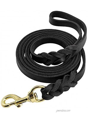 Beirui Leather Dog Leash Training & Walking Braided Dog Leash 3.6 4 5 6.5 8.5 Foot Latigo Leather