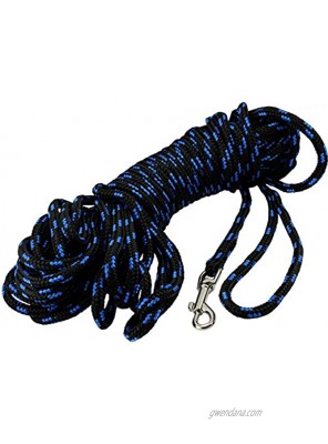 Dogs My Love Braided Nylon Rope Tracking Dog Leash Black Blue 15-Feet 30-Feet 45-Feet 60-Feet 3 8" Diameter Training Lead Medium