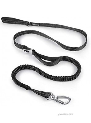 Heavy Duty Bungee Dog Leash,Training Dog Leash for Medium Large Breed Dogs with Car Seat Belt,2 Padded Handles 7FT Multifunctional Dog Leash Bungee Style Black