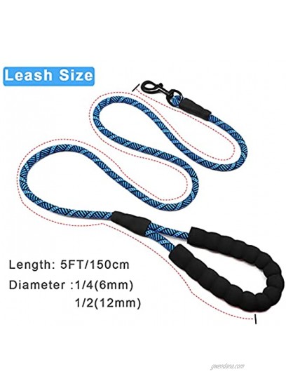Mycicy 2 Pack 5 FT Small Dog Leash with Comfortable Padded Handle Climbing Rope Dog Leads Leash for Small Puppy Dogs Cats Camping Training Playing Hiking