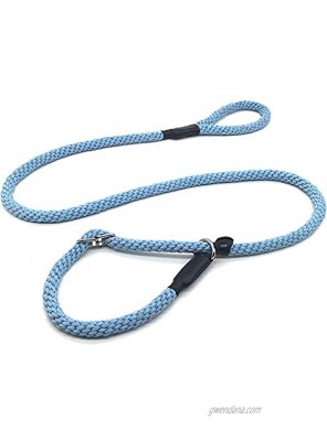 Mycicy Heavy Duty Slip Lead Rope Leash for Large Dogs 5 8 x 5Ft Soft Braided Leash Adjustable Training Dog Leash， Blue