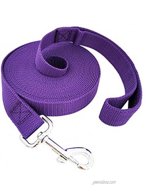 SALO Durable Nylon Training Dog Leash for Small Medium Large Dogs 1 Inch Wide 20ft 30ft 40ft 50ft Long Leash Dog Puppy Lead for Obedience Recall Training Camping or Backyard 20 Foot Purple