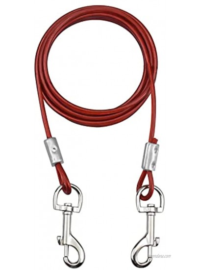 AvoDovA 10ft 3M Dog Tie Out Cable PVC Covered Premium Steel Spiral Dog Tie Out Cable for Dogs up to 176lbs Suitable for All Breeds Extension Wire Tie Out Cable for Yard or Camping Red