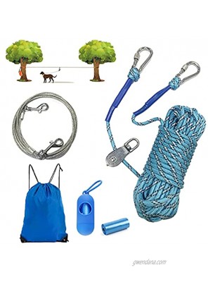Dog Tie Out Cable 50ft Dog Run with 10ft Dog Line for Outside Dog Trolley for Large Dogs Zipline for Backyard Lurleez